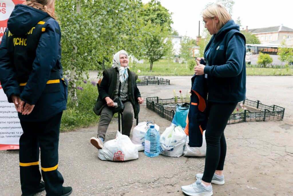 Aid workers in Ukraine.