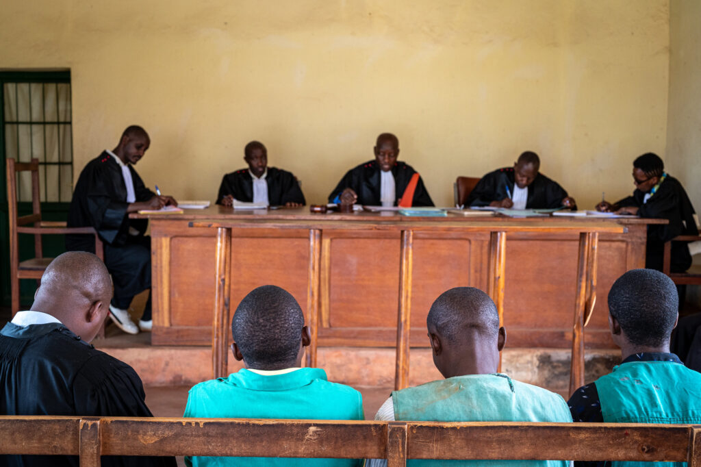 Judges and lawyers in a court in Burundi.