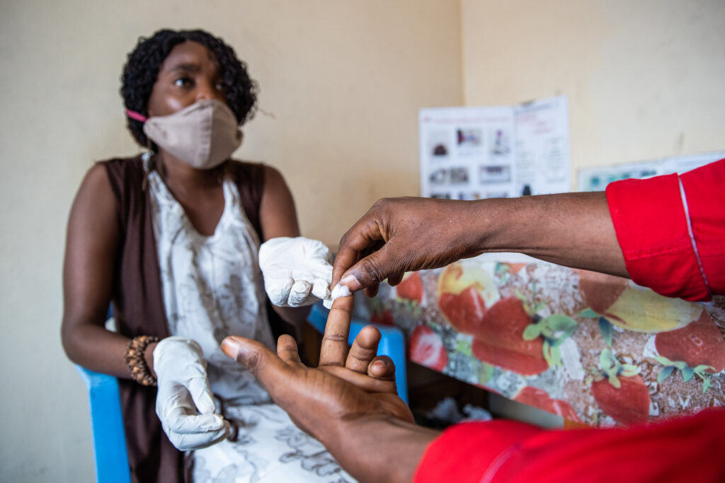 Woman being tested for HIV/AIDS in the Democratic Republic of the Congo.