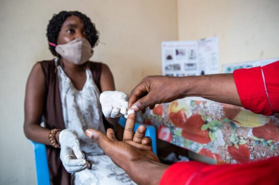 Woman being tested for HIV/AIDS in the Democratic Republic of the Congo.