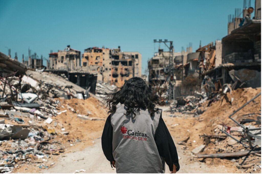 An aid worker in Gaza.