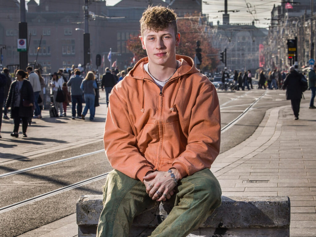 Homeless young man in Amsterdam.